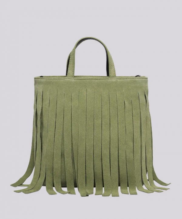 Tas tangan dengan aksen berponi